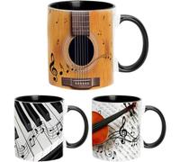 (3pc) Coffee Mug, Music Themed Coffee Mugs, Guitars Piano Violin 350ml Ceramic Mug, Creative Music Mug, Ceramic Mug Coffee Tea Milk Cups, Coffee Cup Guitar