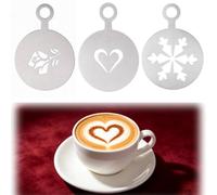 3PC Coffee Stencils, Stainless Steel Coffee Stencils Accessories | 3 Molds templates Set for Kitchen Baking Cooking Cappuccino Cocoa Creams Coffee Spice
