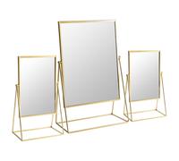 Harbour Housewares 3 Piece Dressing Table Vanity Mirror Set - Free Standing Tabletop Makeup Cosmetic Mirrors - 2 Sizes - Gold