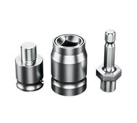 3pc Drill Bit Adapter Set, Alloy Steel Quick Change Converter for Electric Wrench to Hammer Drill, Tool-Free Chuck for Impact Driver & Hand Drill, Silver