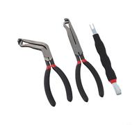 3PC Electrical Connector Disconnect Pliers Set with 60 Degree Angled Tips for Automotive Wiring Harness Removal, Carbon Steel Construction and PVC Grips for