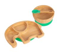 3pc Elephant Bamboo Baby Weaning Set Tiny Dining Green One Size