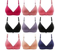 3PC Everyday Bras for Women Uk Sexy Push Up Lift Brassiere Ladies Gathers Breathable Underwear Non Wired Padded Bralette Deep V Shaped Plunge Backless Bra Sleep Bras Yoga Sport Bras Multipack Bras