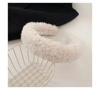 3pc Fashion Warm Hairbands 4cm Wide Solid Color Headband Women Plain Fluffy Hair Hoop Winter Hair Accessories(White)