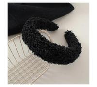 3pc Fashion Warm Hairbands 4cm Wide Solid Color Headband Women Plain Fluffy Hair Hoop Winter Hair Accessories(Black)