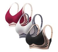 3PC Full Coverage Wireless Seamless Minimizer Bras Push Up Bras for Women Plus Size Bra Comfort and Double Support Versatile Sports Underwear for Yoga Gym Workout Everyday (Black, M)
