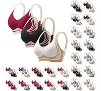 3PC Full Coverage Wireless Seamless Minimizer Bras Push Up Bras for Women Plus Size Bra Comfort and Double Support Versatile Sports Underwear for Yoga Gym Workout Everyday (Red, M)