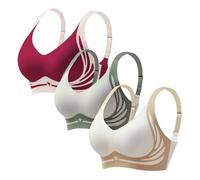 3PC Full Coverage Wireless Seamless Minimizer Bras Push Up Bras for Women Plus Size Bra Comfort and Double Support Versatile Sports Underwear for Yoga Gym Workout Everyday (White, M)