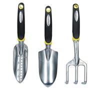 3pc Garden Gardening Digging Set Shovel Rake Planter Aluminium with TPR Grips