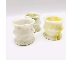 3pc Hand Carved Natural Green Jade Quartz Stone Crystal Singing Bowl 2 inches for Ornaments Display crystals