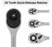 3Pc Heavy Duty Quick Release Ratchet Handle Set 1/4" 3/8" 1/2" Dr Carbon Steel
