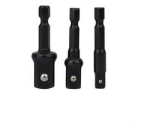 3PC Heavy Duty Socket Adapters 1/4 3/8 1/2 Inch Drive Hex Shank Extension Bars for Power Drills Chrome Vanadium Steel Construction