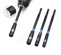 3PC Hex Nut Driver Drill Bit Adapter Set, 150mm Chrome Vanadium Steel Socket Wrench Extension Sleeves with 6mm/8mm/10mm Sizes, 1/4 Inch S