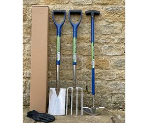 3pc High Quality Stainless Steel Digging Fork, Spade & Edge Hoe Knife Handle