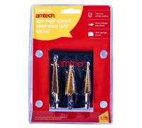 Am-Tech Step Drill Set F0785 High Speed Steel 3-Piece