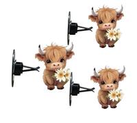 3Pc Highland Cow Car Air Fresheners Vent Clip | 2D Scent Vent Air Freshener Clip | Highland Cattle Shape Perfume Diffuser Interior | Acrylic Aromatherapy Diffuser Vents for Car Decorations Interior