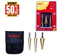 Am-Tech Step Drill Set F0785 High Speed Steel 3-Piece