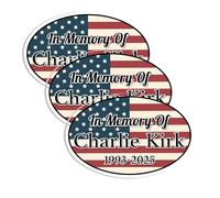 3pc in Memory of Charlie Kirk Sticker,Pray for CharlieKirk Stickers,Charlie Kirk True American Hero Rest in Peace Bumper Sticker,Freedom America Patriot Decal,Political Republican Gifts Decoration