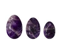 3PC Jade Stone Yoni Egg Set Natural Rose Quartz Nephrite Vaginal Massage Stone Ball Repair Vaginal Tightening Kegel Muscle Exercise Care,Amethyst Box