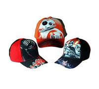 3PC Junior Star Wars Baseball Cap Set: Kylo Ren, BB-8 & Stormtrooper Design - Fits Junior Size 54 - Adjustable Hook & Eye Fastening - 65% Cotton 35% Polyester Blend