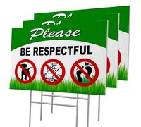 3PC Keep Off Grass Sign with Stake - 12x8 DOUBLE SIDED Coroplast Keep Dogs Off Lawn Sign - Dog Signs No Pooping and Peeing - No Littering Sign Outdoor