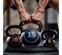 3pc Kettlebell Weight Set 30LB / 13.6kg with Storage Stand, Cement Kettlebells for Weight Lifting, Strength Training, HIIT, Core Workout & Home Gym Fitness (30LB)