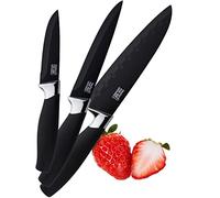 3pc Kitchen Knife Gift Set - Brooklyn by Taylors Eye Witness. Chrome Coloured Bolsters, Matching Finely Ground Razor Sharp Titanium Coated Blades. Soft Grip Handles. 2yr Peace of Mind