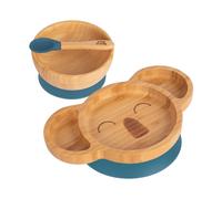 Tiny Dining Baby Dinner Set - Koala - Navy Blue - 3pc - Divided Non-Slip Bamboo Self-Feeding Weaning Plate, Bowl & Spoon for Babies, Toddlers, Children
