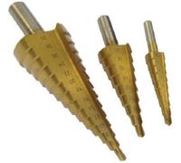 3Pc Large Hss Step Cone Drill Titanium Bit Set Hole Metal Cutter In Case Diy