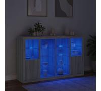 3PC LED Sideboard 2 Door Buffet Storage Cabinet Cupboard TV Unit with LED Lights