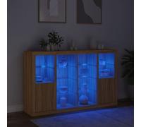 3PC LED Sideboard 2 Door Buffet Storage Cabinet Cupboard TV Unit with LED Lights