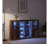 3PC LED Sideboard 2 Door Buffet Storage Cabinet Cupboard TV Unit with LED Lights