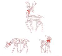 3PC Lighted Christmas Reindeer Family Aluminium Alloy White LED | Set includes stag doe fawn White LED illumination Rust resistant aluminium alloy For indoor or outdoor festive display