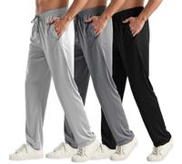 3PC Men's Zipper Jogger Pants, Breathable & Flexible Fit, Comfortable for Sports & Casual Wear, Sweatpants for Men, Black/Dgray/Lgray, XXL