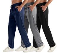 3PC Men's Zipper Mesh Fabric Jogger Pants - Breathable & Flexible Fit, Comfortable for Sports & Casual Wear, Black/Dgray/Navy, XXL