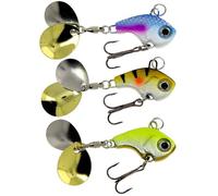 3pc Metal Tail Spinner Fishing Lures Set 14g Shad Blade Baits for Pike Trout Sea Bass Durable Hard Baits with Flashing Rear Spinner Blades and Sharp Treble Hooks Freshwater & Saltwater Predator Lures