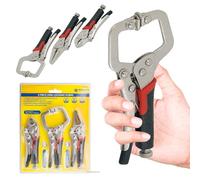 3Pc Mini Grip Mole Locking Pliers - Clamp Welding Car Garage Set | Easy Grip Handle, Quick-Release and Self-Locking Design for Easy Use, Ideal for Gripping, Clamping