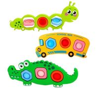 3PC Montessori Sensory Toys, Travel Sensory Toy for Babies Montessori Learning Push and Pop Game for Toddlers 1-3 Years Airplane Car Rides Travel Essential