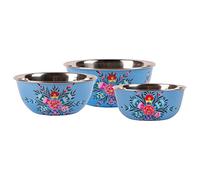 3pc Ocean Pansy Stainless Steel Camping Bowl Set - Reusable Picnic Party Pasta Food Dinner Serving Dinnerware Crockery Dishes - By BillyCan