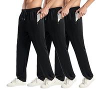 3PC or 5PC Men's Zipper Jogger Pants, Breathable & Flexible Fit, Comfortable for Sports & Casual Wear, Sweatpants for Men