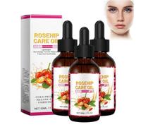 3PC Organic Rosehip Seed Oil, Pure Cold Pressed Natural, Unrefined, Hydrating, Nourishing & Moisturising Carrier Oil, Anti-Aging Rose Hip Seed Oil for Face, Skin, Body, Hair, Hands