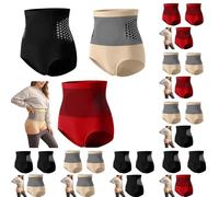 3PC Pauraju Women Tummy Control Knickers High Waist Shapewear Shorts 4-in-1 Fat Burning Short Solid Plus Size Slimming Knicker Ladies Running Shorts Weight Loss Pants 3D Yoga Seamless Short S-XL