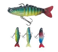 3pc Pike Lures 3D Swim Bait Trout Zander Salmon Fishing Multi Section Realistic Roach Swim Action Predator Trebble Hook Multi-jointed Realistic Bass Perch Freshwater Eyes Segmented Swimming Single