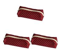 3PC Polka Dot Pencil Case, Soft Fabric Zipper Pouch for Pens