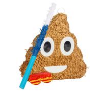 3pc Poop Emoji Pinata Set with Stick & Blindfold Blue Stick Birthday Party Game