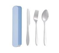 3pc Portable Suit Students Go to School Dining His Knife and Fork Spoon with Receive A Case(Blue)
