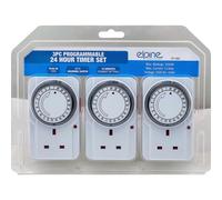 3Pc Programmable 24Hr Timer Set Multi Purpose Appliance Plug In Energy Saver