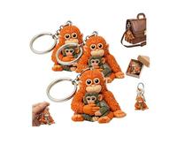 3pc Protect PunchThe Monkey Keychain,Cute Monkey Holding PlushToy Hanging Keychain,Punch MonkeyKeychain Team Punch Plush Key chain Decoration for Backpack Purse Car Keys