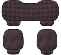 3pc PU Leather Car Seat Bottom Cushion Covers - Universal Fit for 90% Vehicles - Non-Slip Front & Rear Car Seat Pads with Storage Pockets - Black/Red Protector Set for Daily Wear Protection