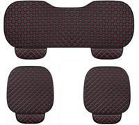 3Pc Pu Leather Car Seat Bottom Cushion Covers Universal Fit Non Slip Front And Rear Seat Pads With Storage Pockets